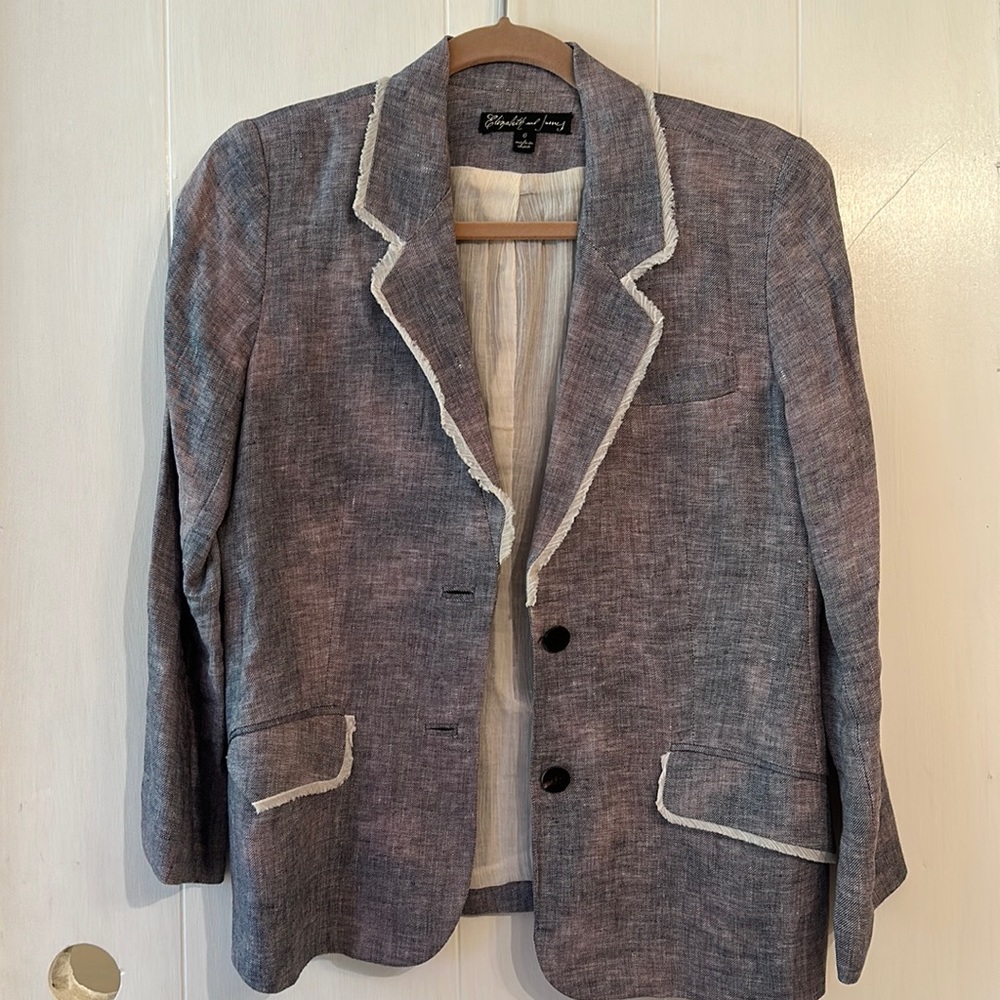 Elizabeth and James, faded blue linen and cotton blazer in size 6.